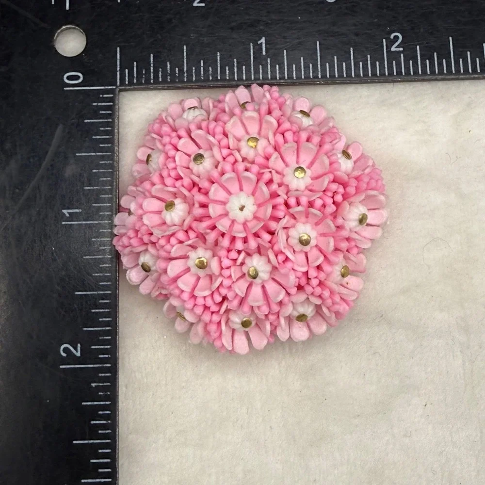Vintage Flower Brooch Pink Dome